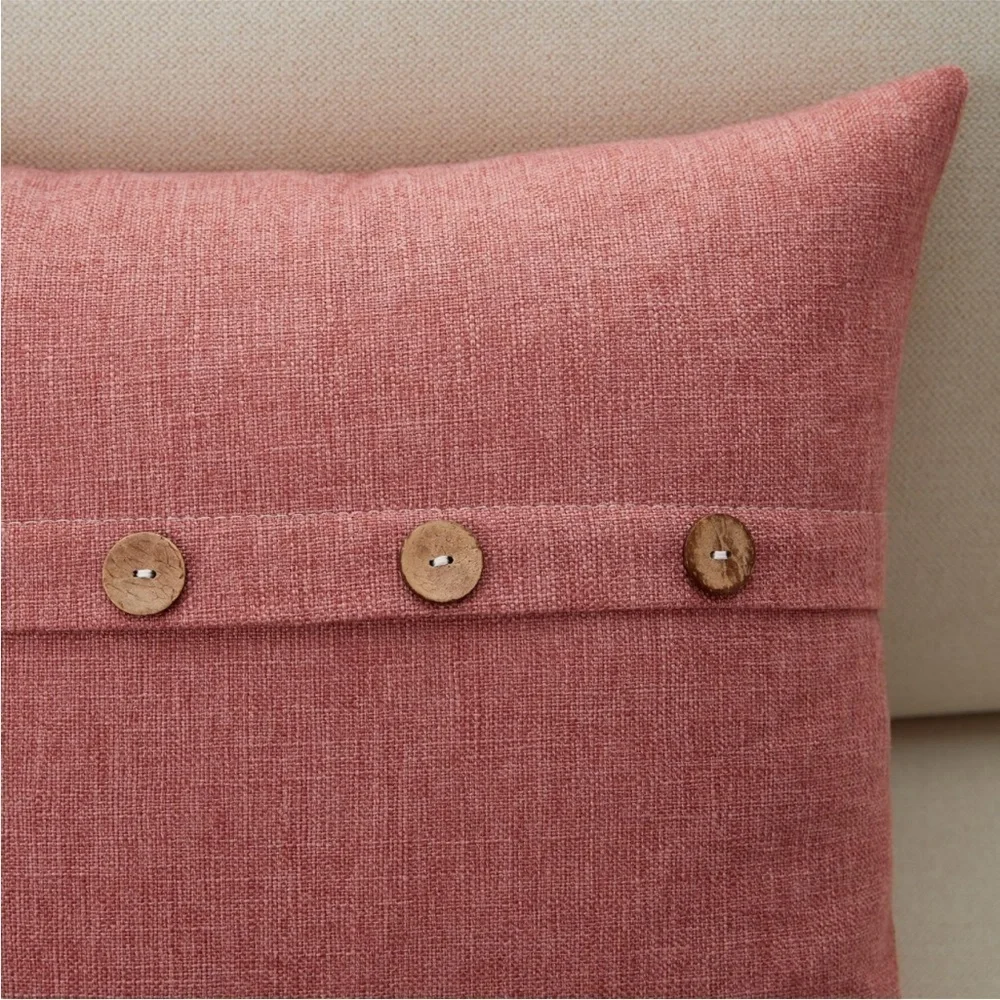 Farmhouse Mid Century Modern Bohemian Decorative Pink Linen Pillow Case Cover